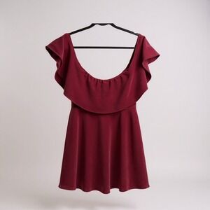 Windsor Red‎ Off Shoulder Ruffle Skater Party Dress Large